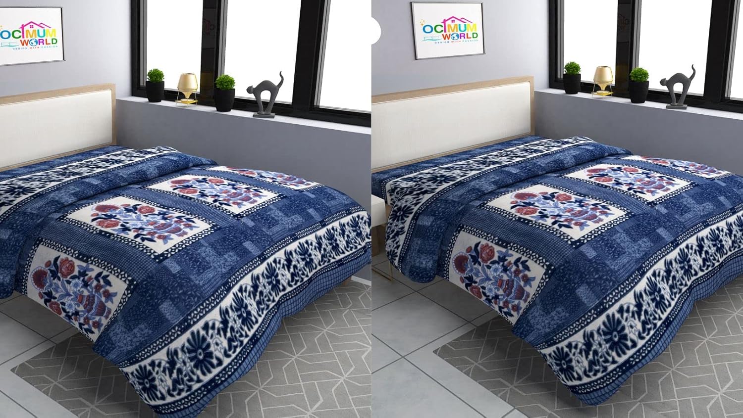 MORADO Double Bed Woolen Fabric Floral Quilt Cover / Duvet Cover