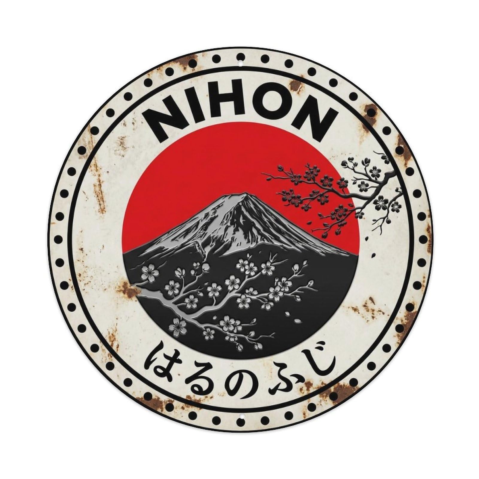 Fuji Spring Nihon Cherry Season Peak Rustic Metal Tin Sign