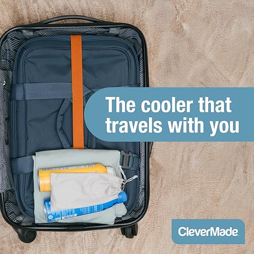 Miniatura 8 de CleverMade Leakproof Collapsible Insulated Cooler Bag, Portable Foldable Soft Side Tote Holds 18/30/50 Cans, Lunch & Cold Beer, Use w/Reusable Blue
