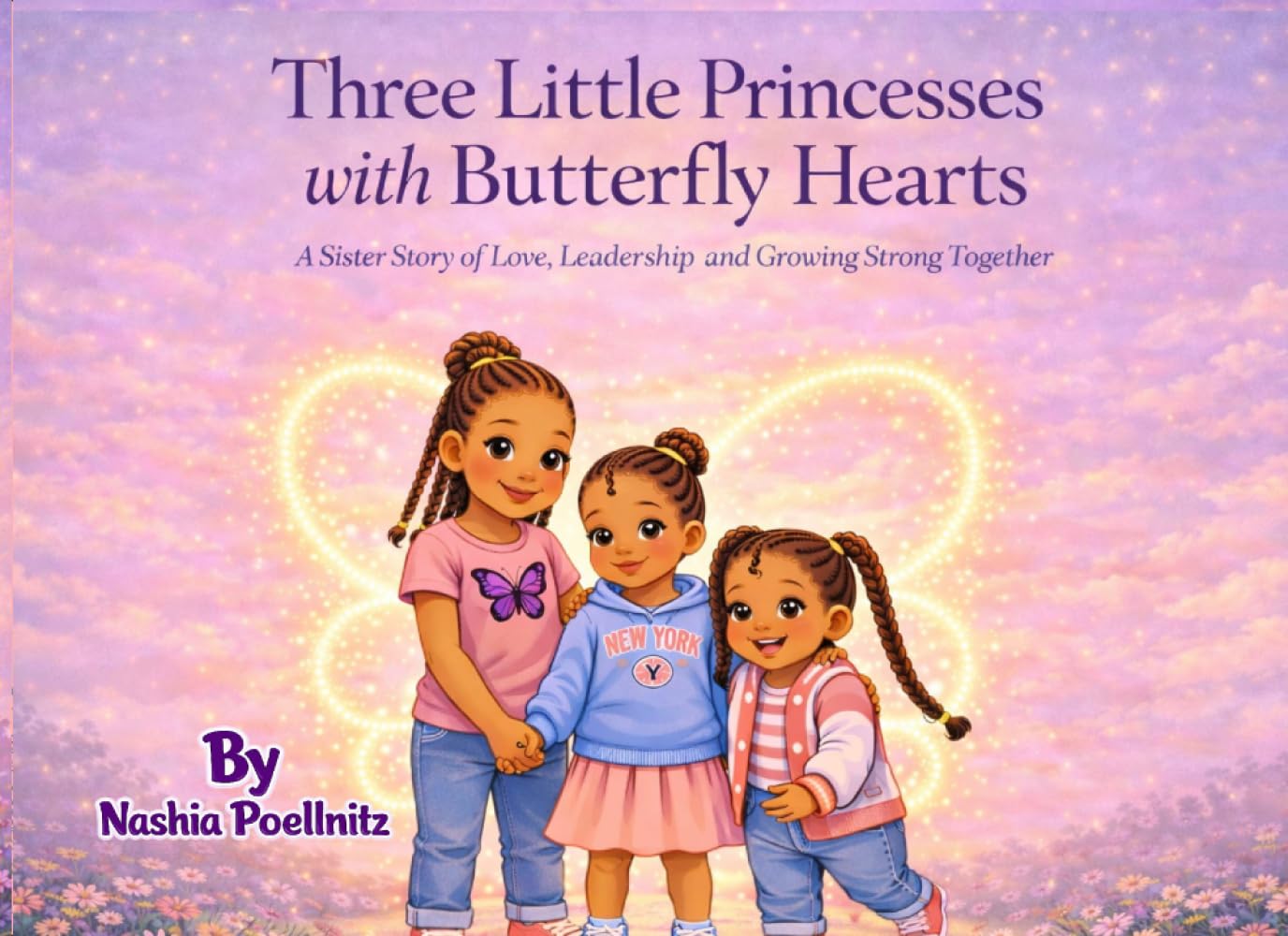THREE LITTLE PRINCESSES WITH BUTTERFLY HEARTS