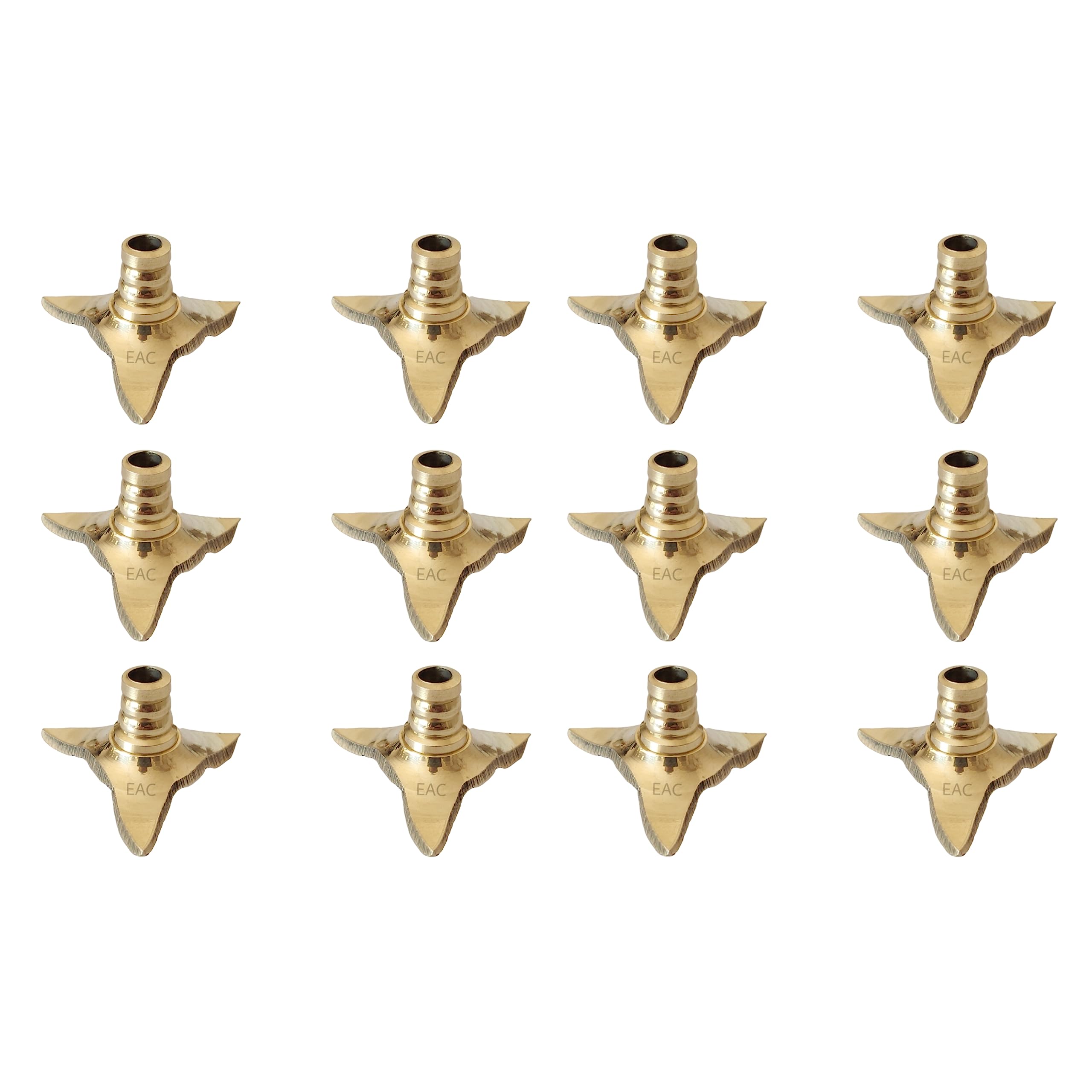 EAC Brass Wick Holder for All Types of Pooja Diya, Oil Lamp, Deepak Thiri Stand for Batti Holder (Pack of 6)