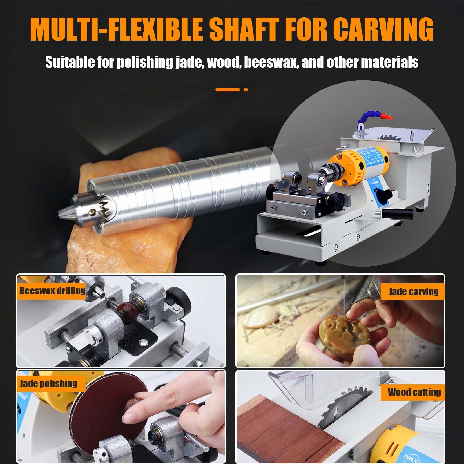 5 en 1: corte, amolado, perforación, pulido, grabado para pequeños estudios | 800-10000 RPM, para materiales delicados como ámbar, piedras blandas y aleaciones de metales preciosos(+Polishing)