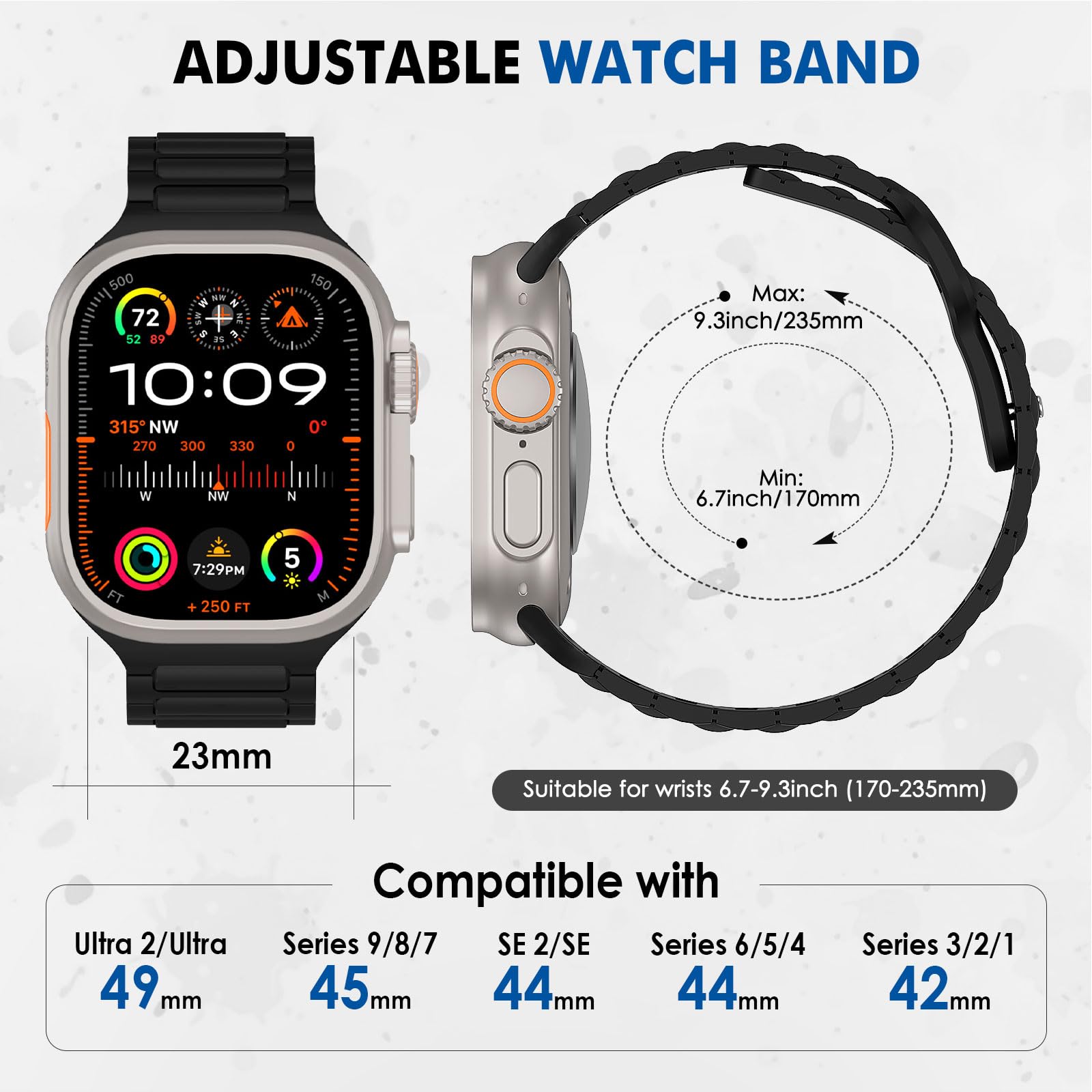 MoKo Cinturino Compatibile con Apple Watch Ultra 2 49mm 46mm 45mm 44mm 42mm per Uomo Donna, Cinturino di Ricambio Sportivi in Silicone per iWatch Apple Watch Serie 10 9 8 7 6 5 SE Ultra 2