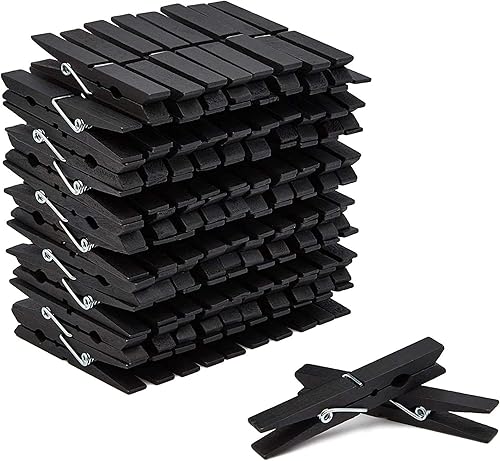Miniatura 8 de Paquete de 100 pinzas grandes de madera negras para manualidades, proyectos de bricolaje, lavandería colgante, a granel (4 pulgadas)