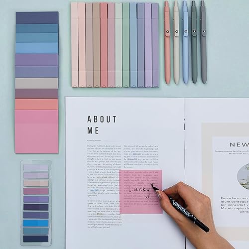 Miniatura 2 de Jutom Kit de 29 anotaciones de libros, resaltadores estéticos, juego de bolígrafos de gel, marcadores de notas adhesivas, marcadores de doble