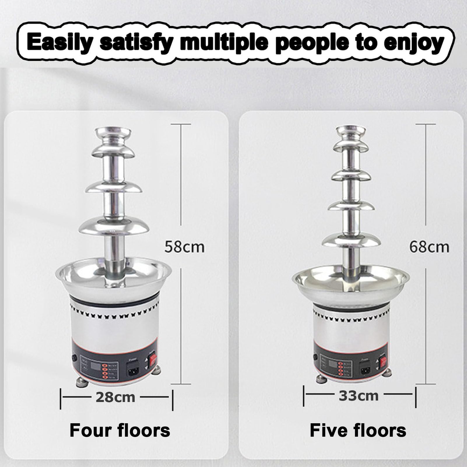 RJJWXSMGS 4/5/6/7 Tiers Large Capacity Chocolate Fountain,Commercial Fondue Machine with Temp Control for Parties/Weddings/Restaurants (4tiers)