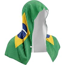 Cooling Hoodie Towel for Neck and Face, UPF 50 Sun Protection, Brazilian Flag Ice Towel for Hot Weather, Carnaval Gift, Brazilian Independence Day, Brazil Fan Gear, Reusable Brazilian Flag