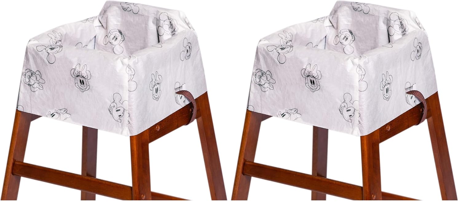 J.L. Childress Disney Baby by Disposable Restaurant High Chair Cover Individually Wrapped for Travel Convenience, Mickey and Minnie, 12 Count (Pack of 2)