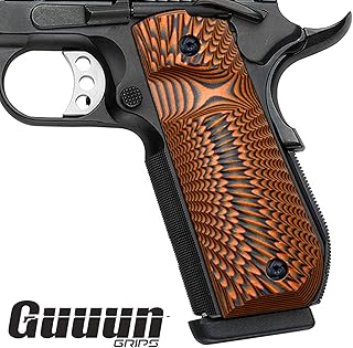 Guuun 1911 Grips G10, Full Size Government Grips, Bobtail Round Butt Cut, OPS Sunburst Texture - Guuun