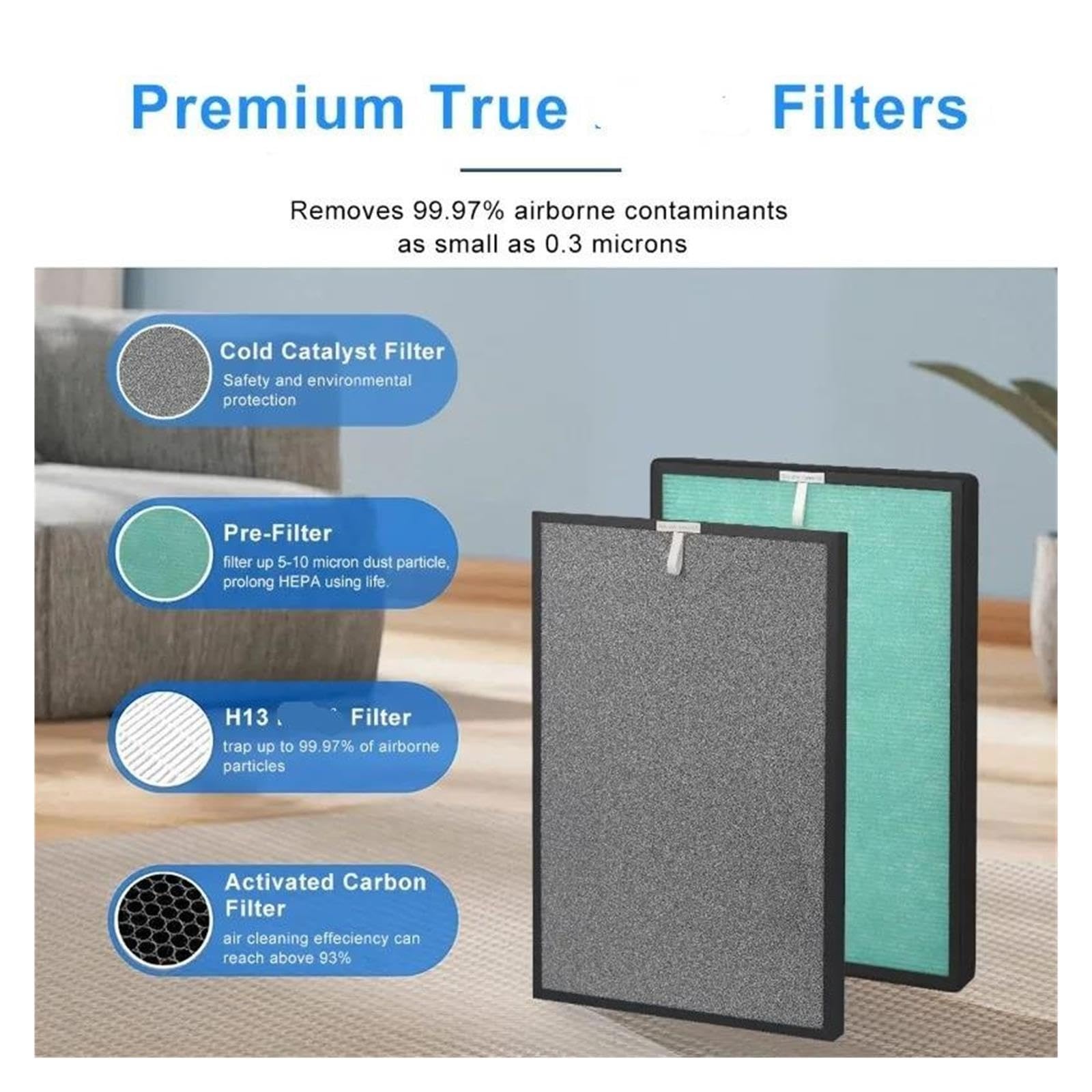 Filtro Compuesto H13 Y Reemplazo De Filtro De Carbón Activado Compatible With Turonic PH950 Purificador De Aire