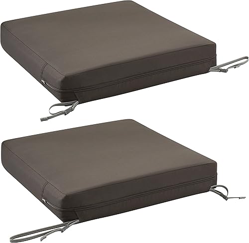 Miniatura 173 de Classic Accessories Ravenna - Cojín cuadrado para patio de 25 x 25 x 5 pulgadas, resistente al agua, con funda, para sillón de descanso, hongo