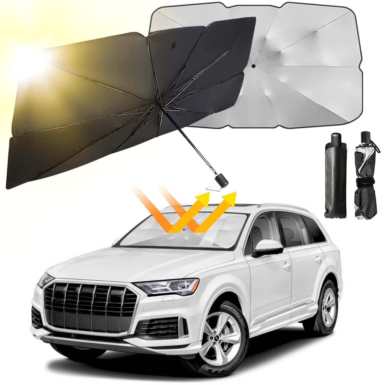 Parasol para parabrisas de coche, protección UV para parabrisas, giratorio 360°, plegable, para la mayoría de coches y SUV, vehículos de pasajeros, M