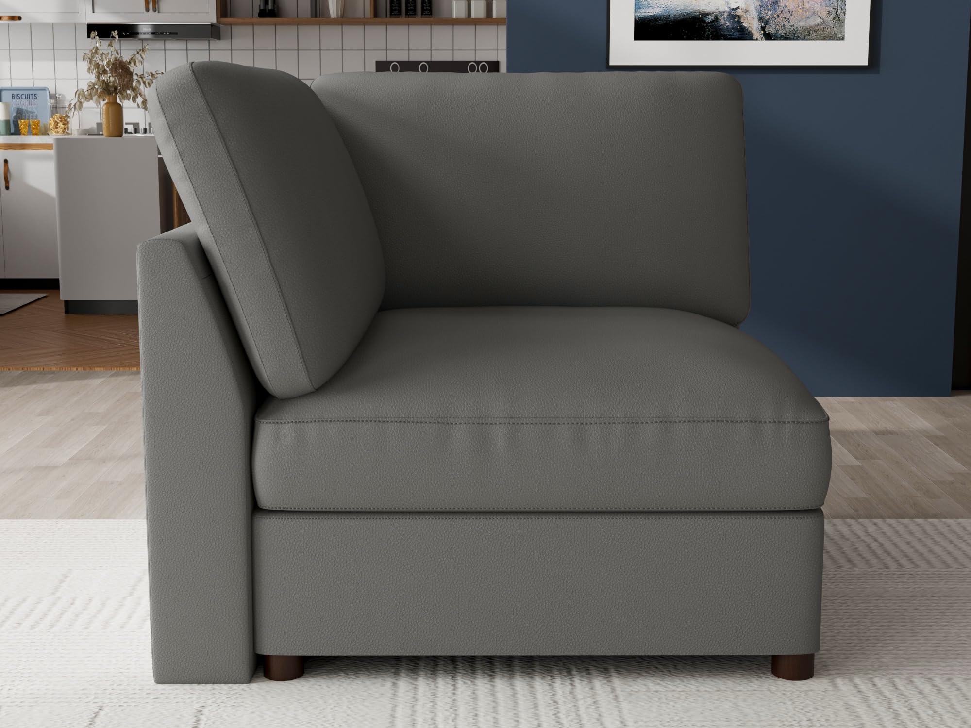 EASE MOOSE Corner Module, Faux Leather Sectional Accessory, Grey ( just corner) only one box for pick up.