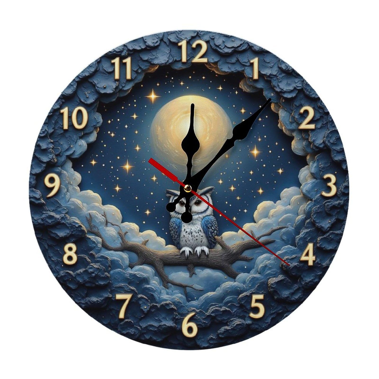 Horloge murale silencieuse lune et nuages pour décoration de classe et chambre