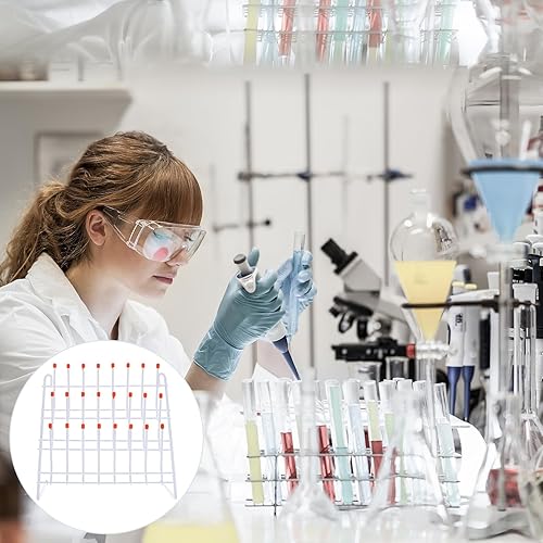 Miniatura 9 de Rejilla de secado para laboratorio con 24 clavijas, soporte de drenaje de alambre de acero para laboratorio, tubos de vidrio y vasos de