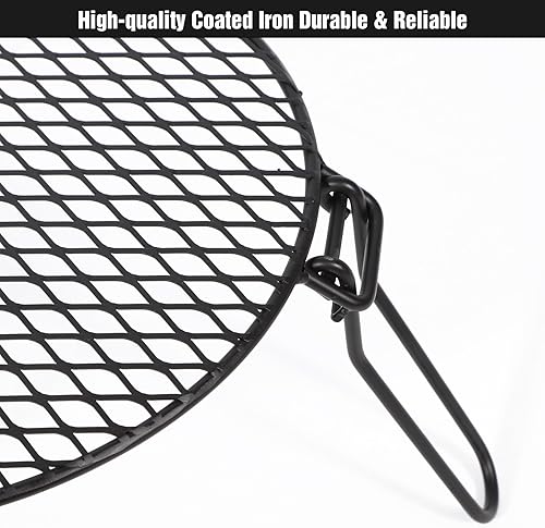 Miniatura 7 de REDCAMP Parrilla de fogata plegable para estufa sola, trípode de hoguera de hierro portátil con parrilla de acero para fogata, horno holandés