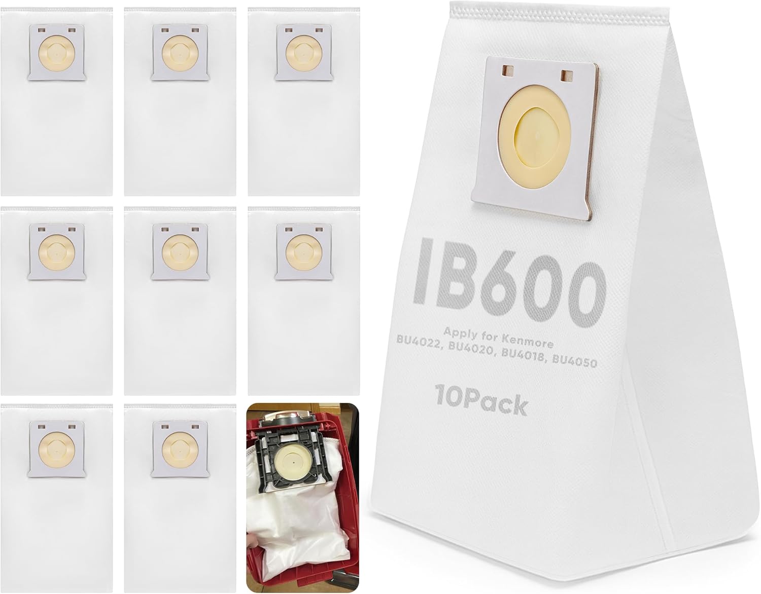 16 Pack IB600 HEPA Vacuum Bags for Kenmore Intuition Upright Vacuum Cleaner - Compatible with Kenmore Intuition Vacuum Bags BU4018 BU4020 BU4021 BU4022 BU4050