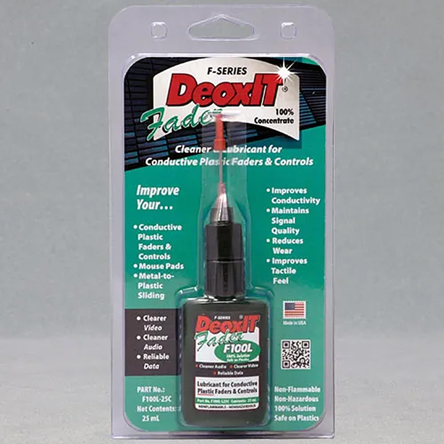 Caig DeoxIT F100L-L25C Faderlube Nettoyant pour contact plastique + chiffon microfibre Keepdrum