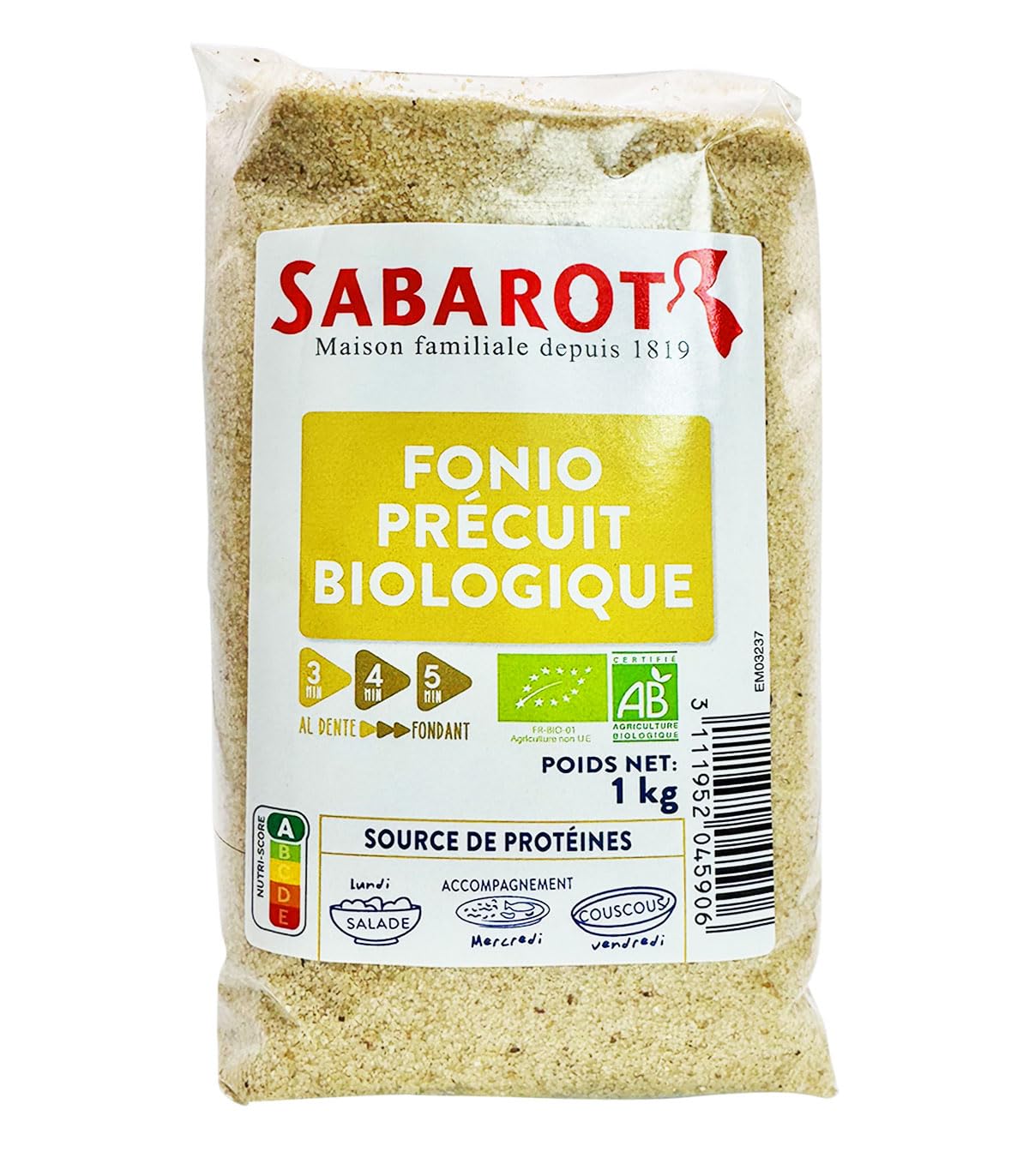 Fonio précuit biologique 1kg - Sabarot