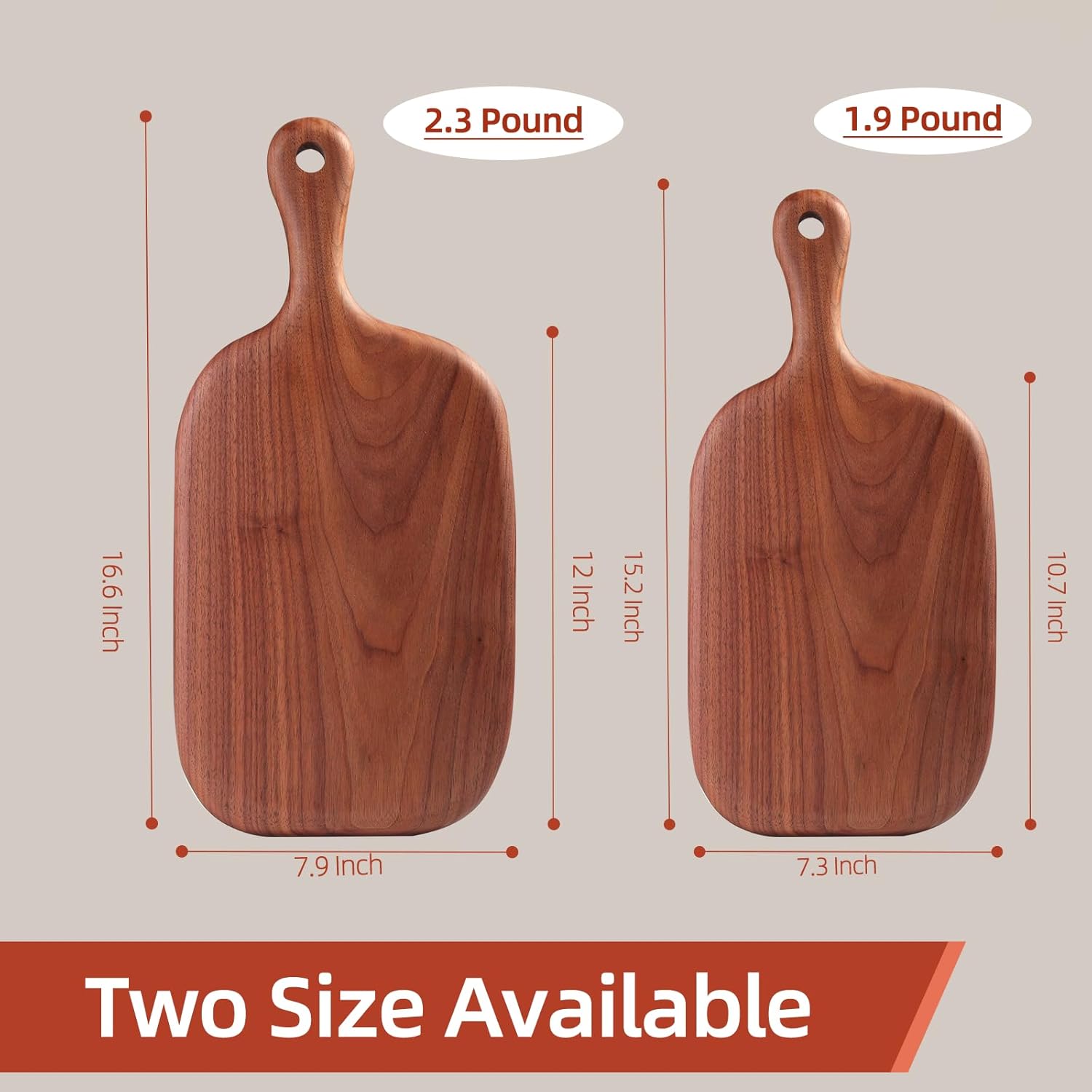 Walnut Wood Cutting Board, Small Wooden Chopping Board with Handle Hang Hole, Cheese Boards for kitchen Bread Vegetables Fruits, No Glue Solid Boards for Wood Engraved, 15.2x7.3 Inch - Image 7