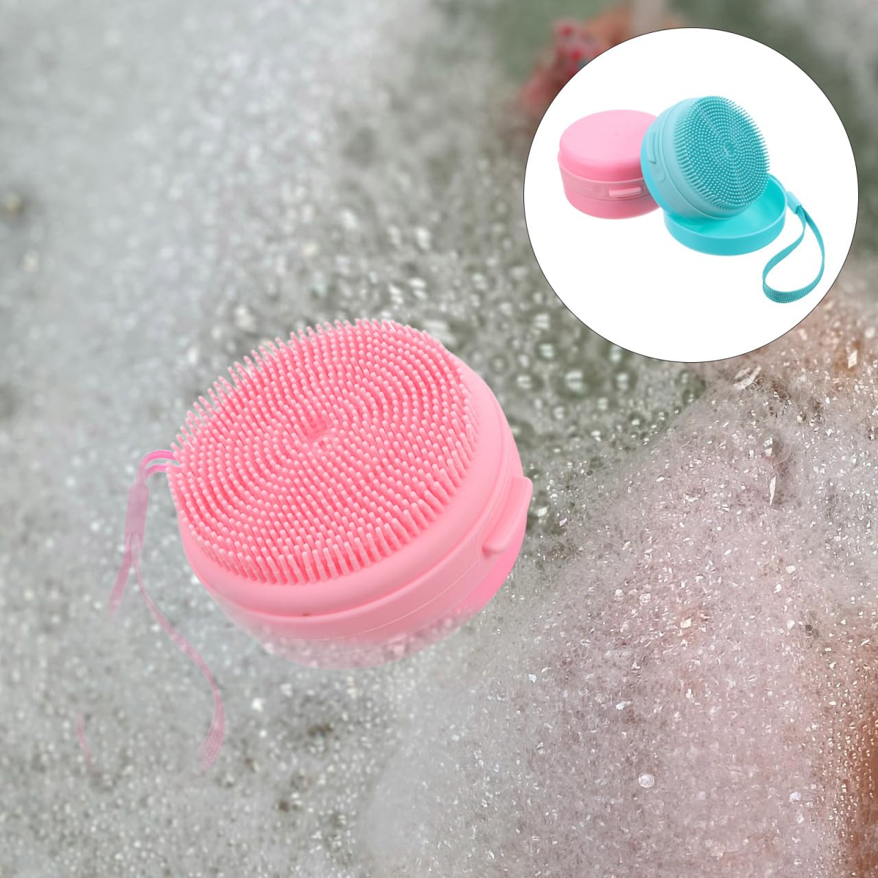 Baluue Spazzola Silicone Da Bagno 2 Pezzi Per Shampoo E Corpo Con Copertura Protettiva E Gancio Appendino Design Integrato Per Viaggi E Uso Quotidiano