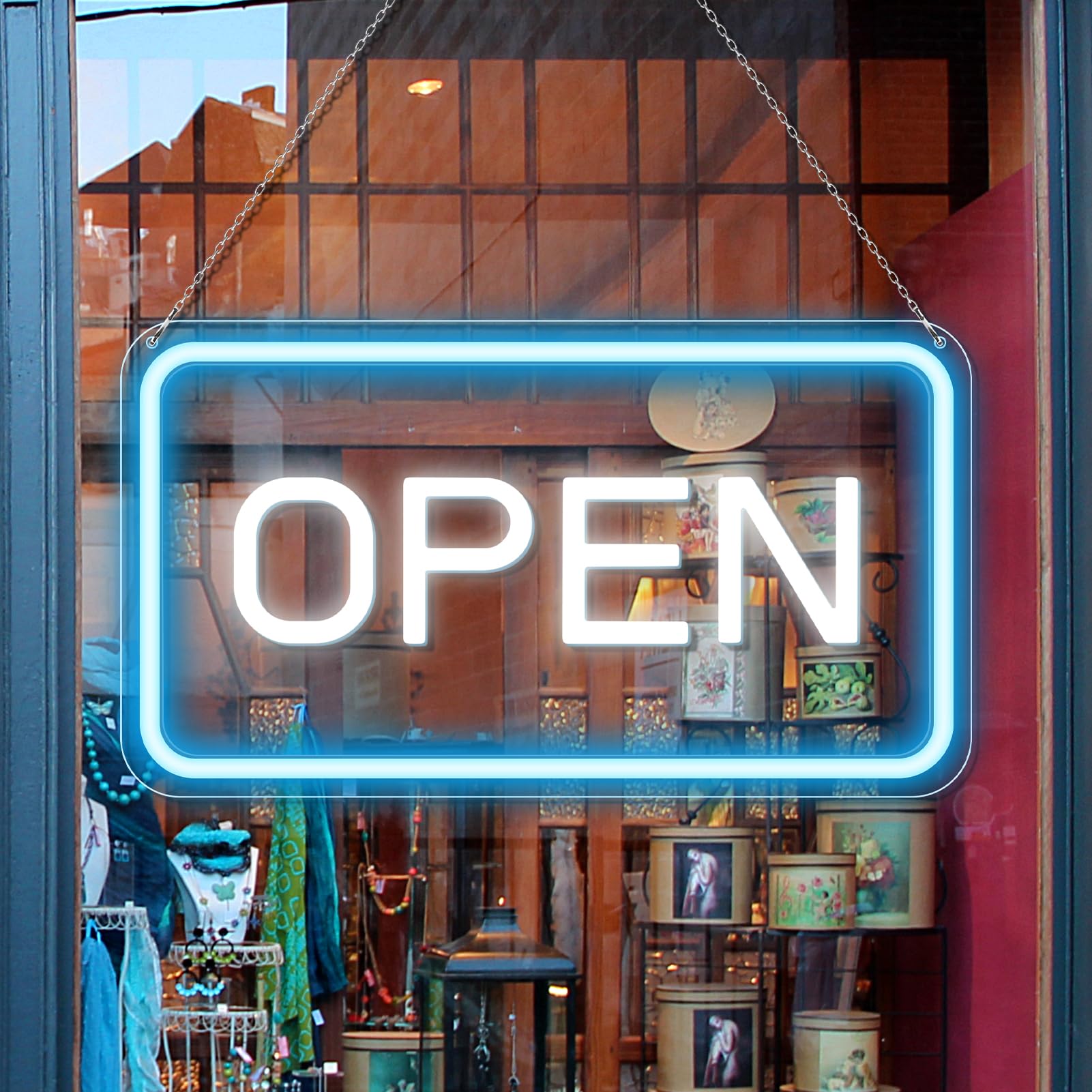 Open Signs for Business, 16''×9'' Bright COB Open Sign LED Powered by USB with ON/OFF Switch, Adjustable Brightness Neon Open Sign for Bars, Party,