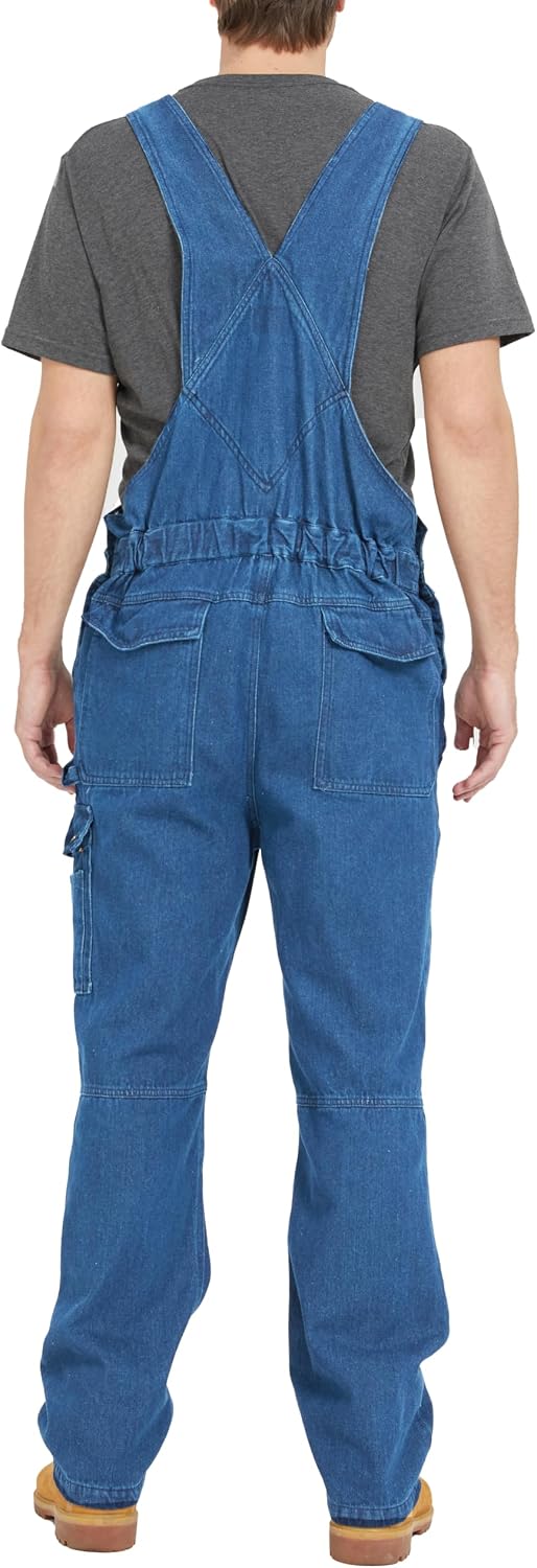 Ubon Denim Bib Overalls for Men, Relaxed Fit Work Jeans | 11.5 Oz Cotton, Adjustable Shoulder Straps, Cross-Over High Back, Reinforced Pockets, Hammer Loop