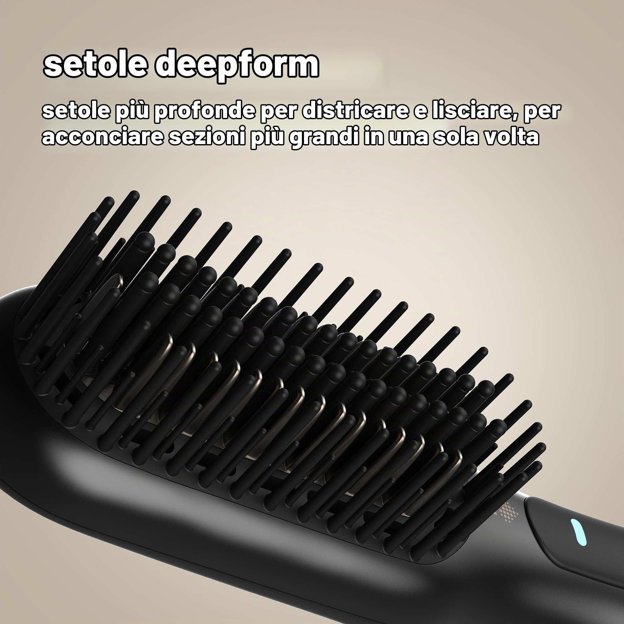 REVAMP Progloss Deepform Spazzola Lisciante ad Aria Ceramica - Nero | Asciuga, Acconcia e Lucida, Capelli Bagnati e Asciutti, Lisci, Morbidi e Lucenti, Spazzola Calda