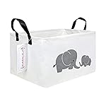 QUEENLALA Rectangular Laundry Hamper/Foldable Nursery Laundry Basket for Organizing/Storage Bin Baskets/Children Toy Office Bedroom/Toy Bin Closet Shelf BasketsRec-Parent-child elephant