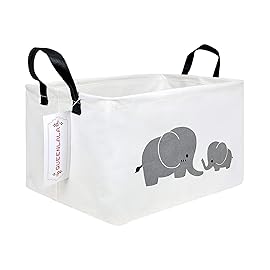 QUEENLALA Rectangular Laundry Hamper/Foldable Nursery Laundry Basket for Organizing/Storage Bin Baskets/Children Toy Office Bedroom/Toy Bin Closet Shelf BasketsRec-Parent-child elephant