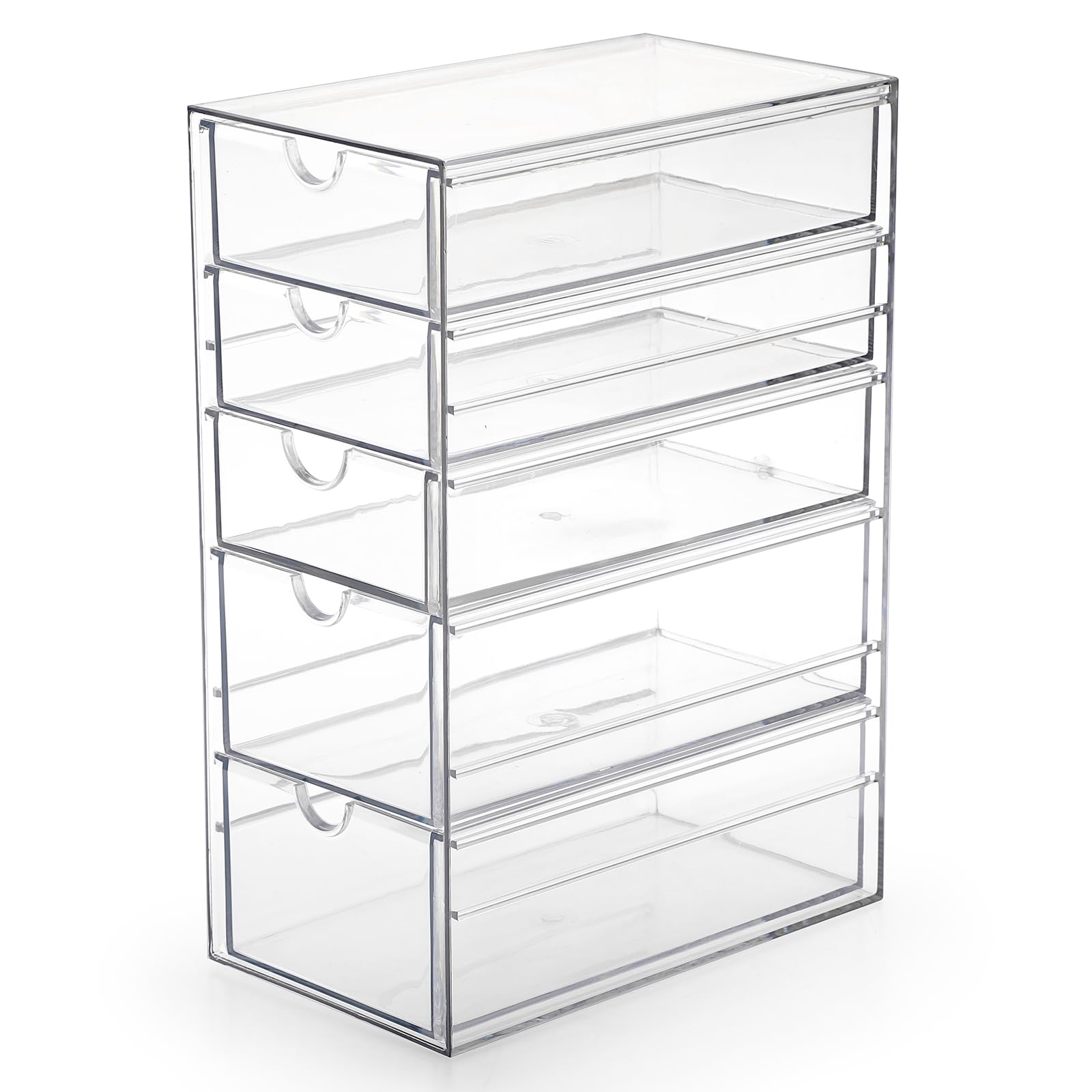 Clear Hair Accessory Organizer Box with 5 Drawers, Plastic Hair Accessory Organizer Box, Hair Accessory Container for Bathroom, Closet, Desk, Office, 25×17×10cm