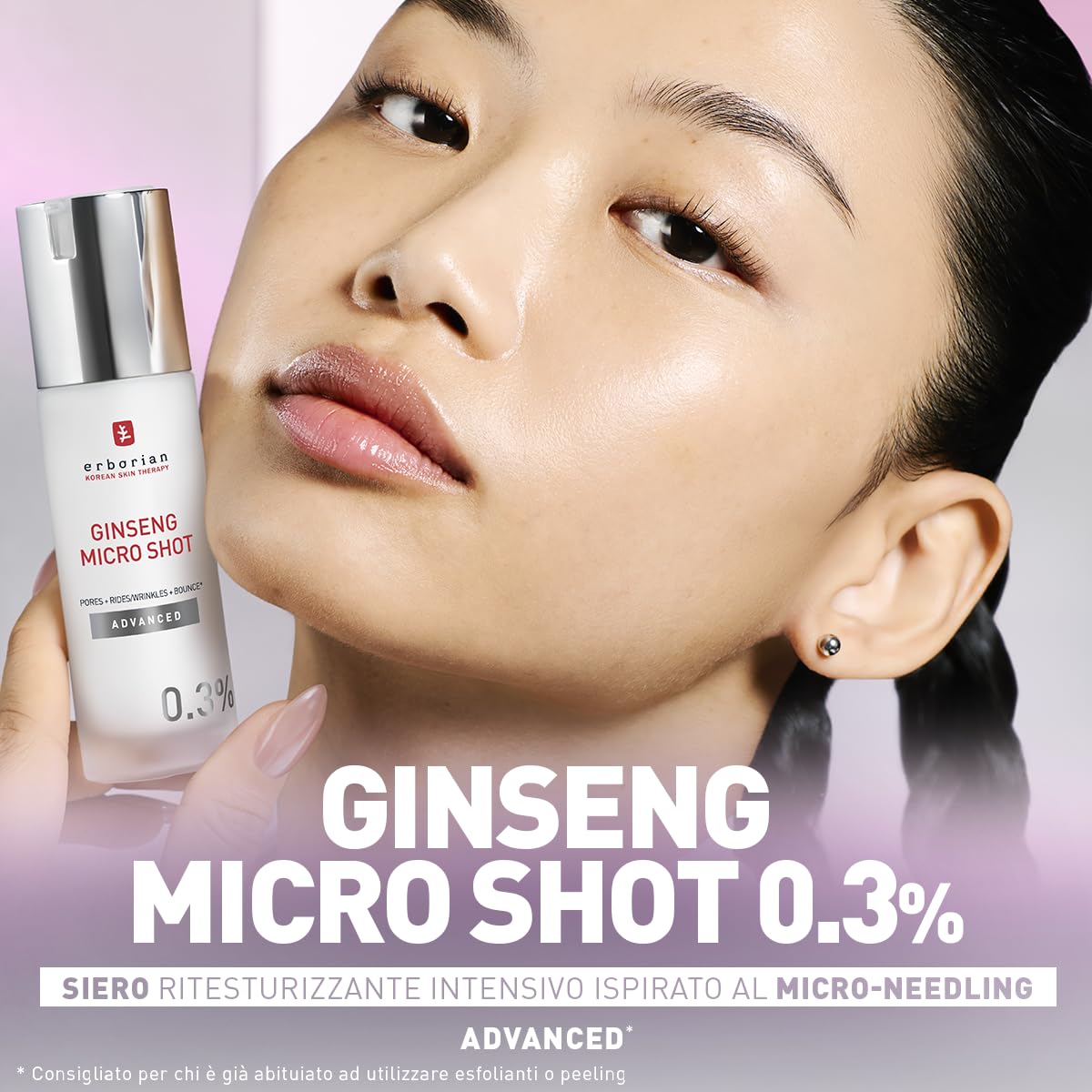 Erborian - Ginseng Micro Shot - Advanced 0.3% - Siero Viso Intensivo ispirato al Micro-Needling - Con Ginseng e Collagene per Rughe e Pori Affinati - Cura Coreana - 10ml