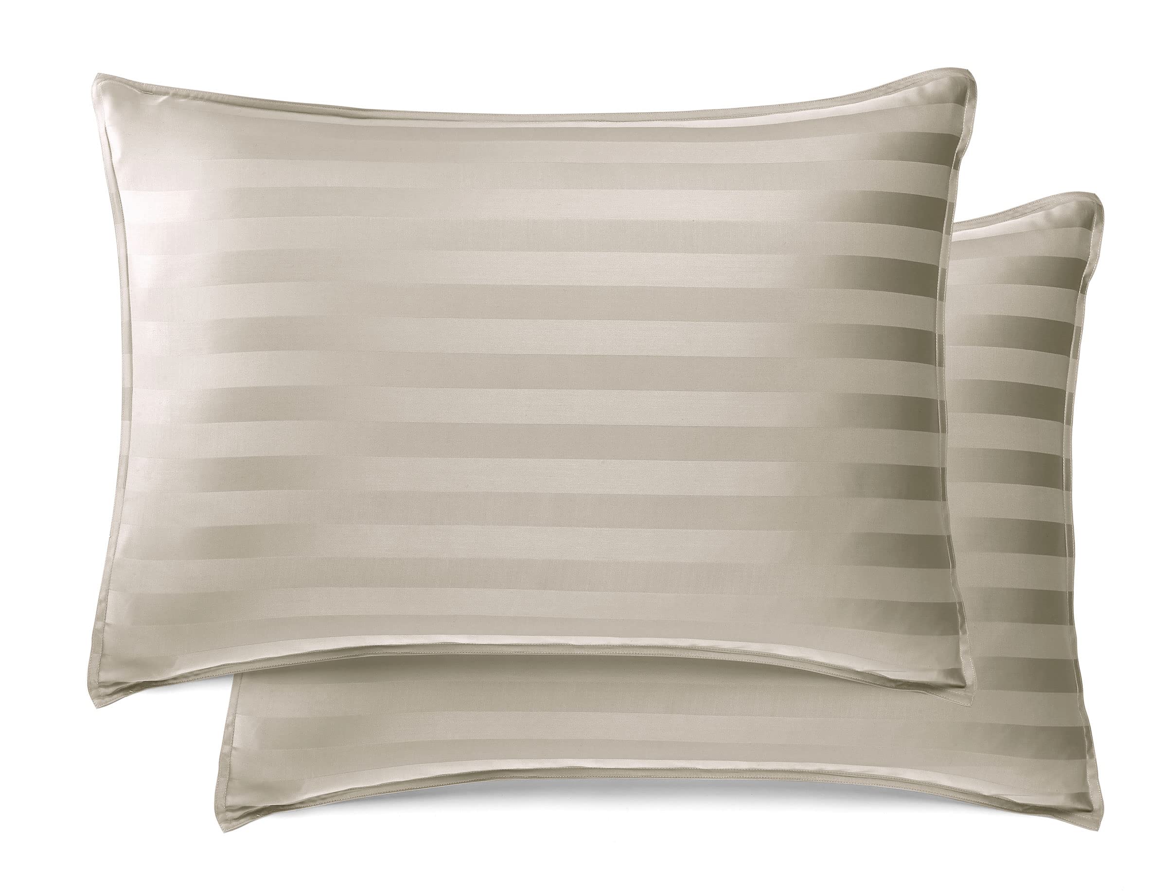 PURE BAMBOO Cooling Pillowcases - Queen Size 2pc Set (20"x30") - Genuine 100% Organic Bamboo, Luxuriously Soft & Cooling, Double Stitching, Envelope Closure (2 Queen Pillowcase Set, Jacquard Sand)