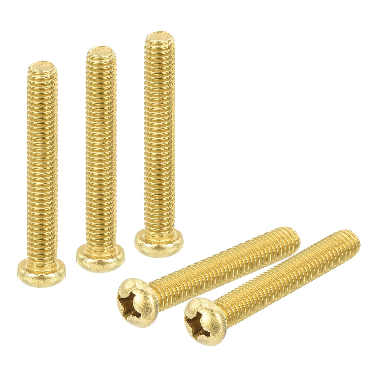 uxcell 60Pcs Brass Machine Screws, M6x40mm Phillips Pan Head Fastener Machinery Bolts, Pan Head Fastener Bolts for Furniture, Office Equipment, Electronics, Brass