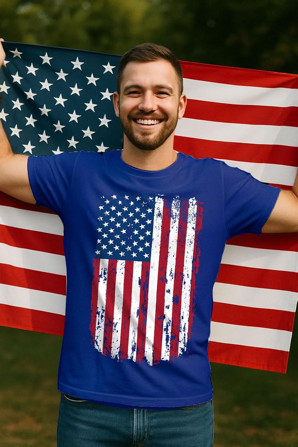 Tstars Distressed American Flag Shirt for Men | Patriotic USA 'Merica Tee - 4th of July & Memorial Day Gift Idea - Image 2