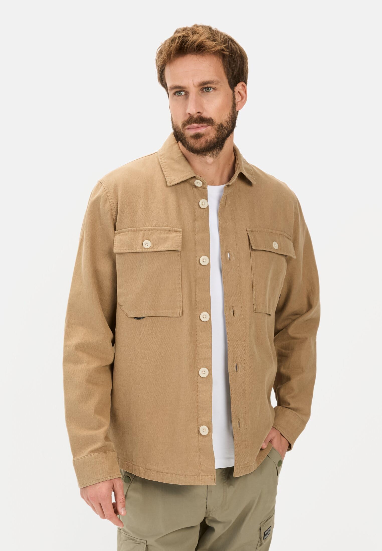 camel active Herren Overshirt aus Leinen-Baumwoll-Mix