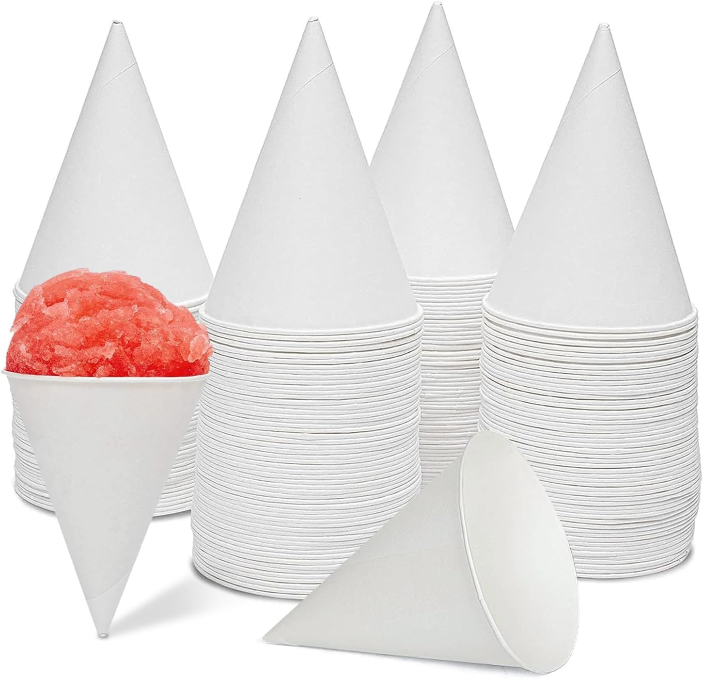 Glownary Harvest 4.5 oz White Rolled Rim Paper Cone Cups, Disposable Eco-Friendly Water & Snow Cone Cups, No PFAS Added, Durable Paper Construction, 5,000 Count Case