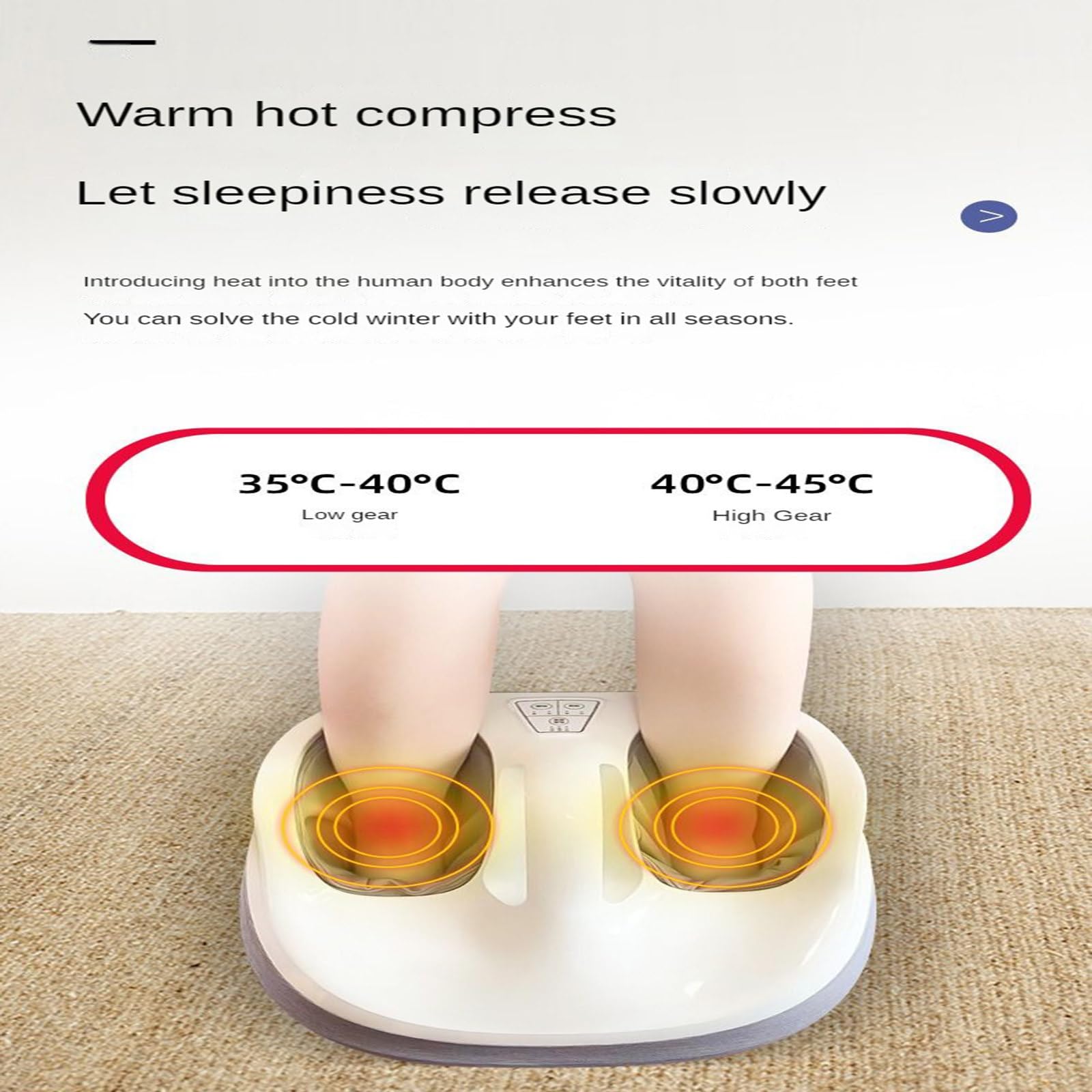 RIDAEX Máquina para Terapia de pies, masajeador de pies, masajeador automático para el hogar, compresa Caliente, Bolsa de Aire para Todo el Cuerpo, Rodillo, Instrumento para Terapia de pies,White