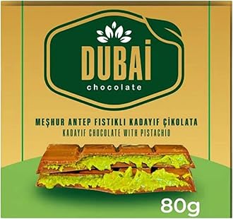 Dubai Chocolate Bar with Kadayif and Pistachio Cream 80g Dubai Kunefe knafeh Blend Cream Chocolate Small Gifts for Snack Treats Kids Family & Friend (Pack of 1)