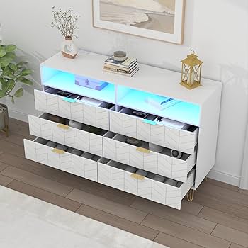Amazon.com: Loomie 6 Drawers Double Dresser with Power