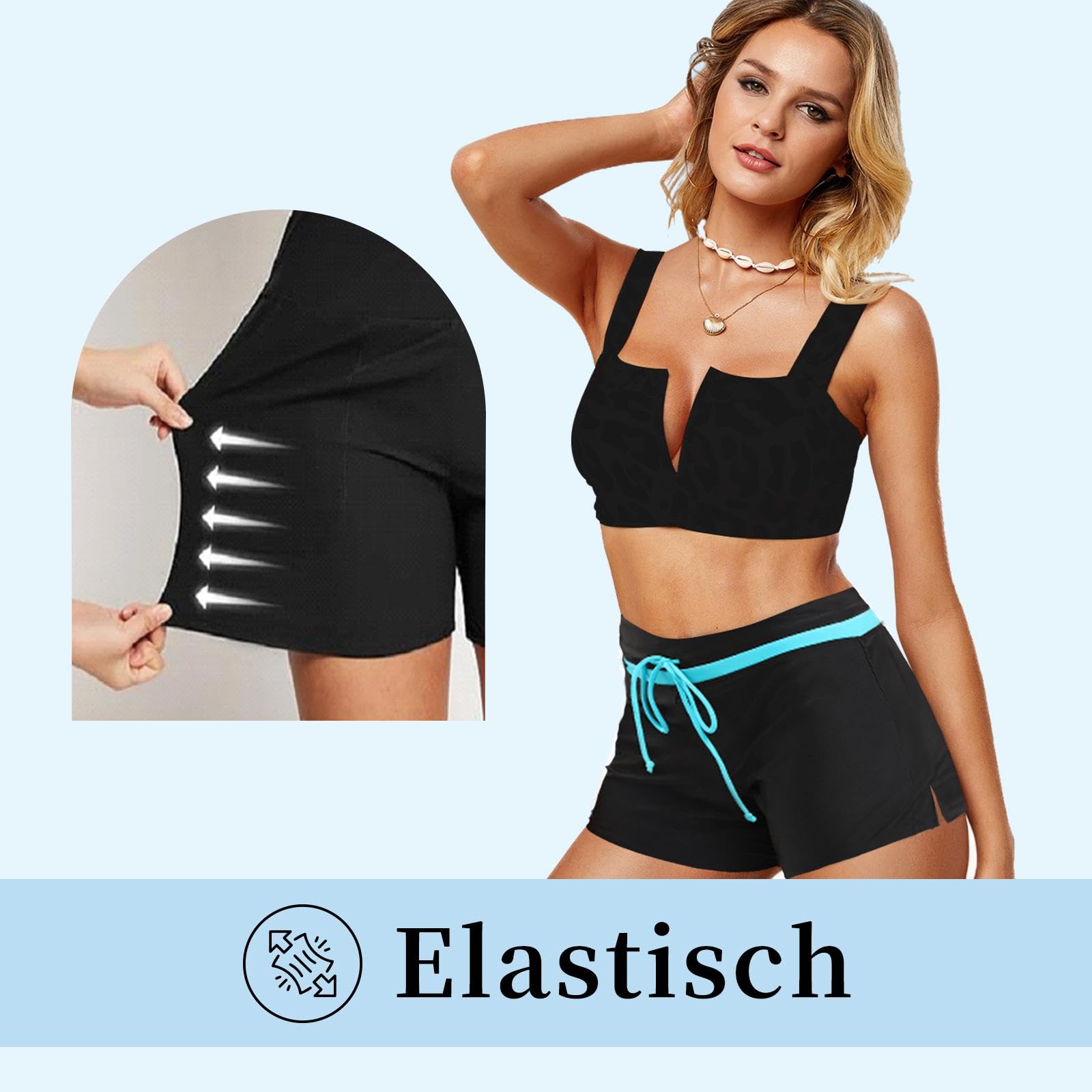 Tmaza Donna con Drawstring Regolabile Asciugatura Rapida Pantaloncini da Bagno Size S - 3XL