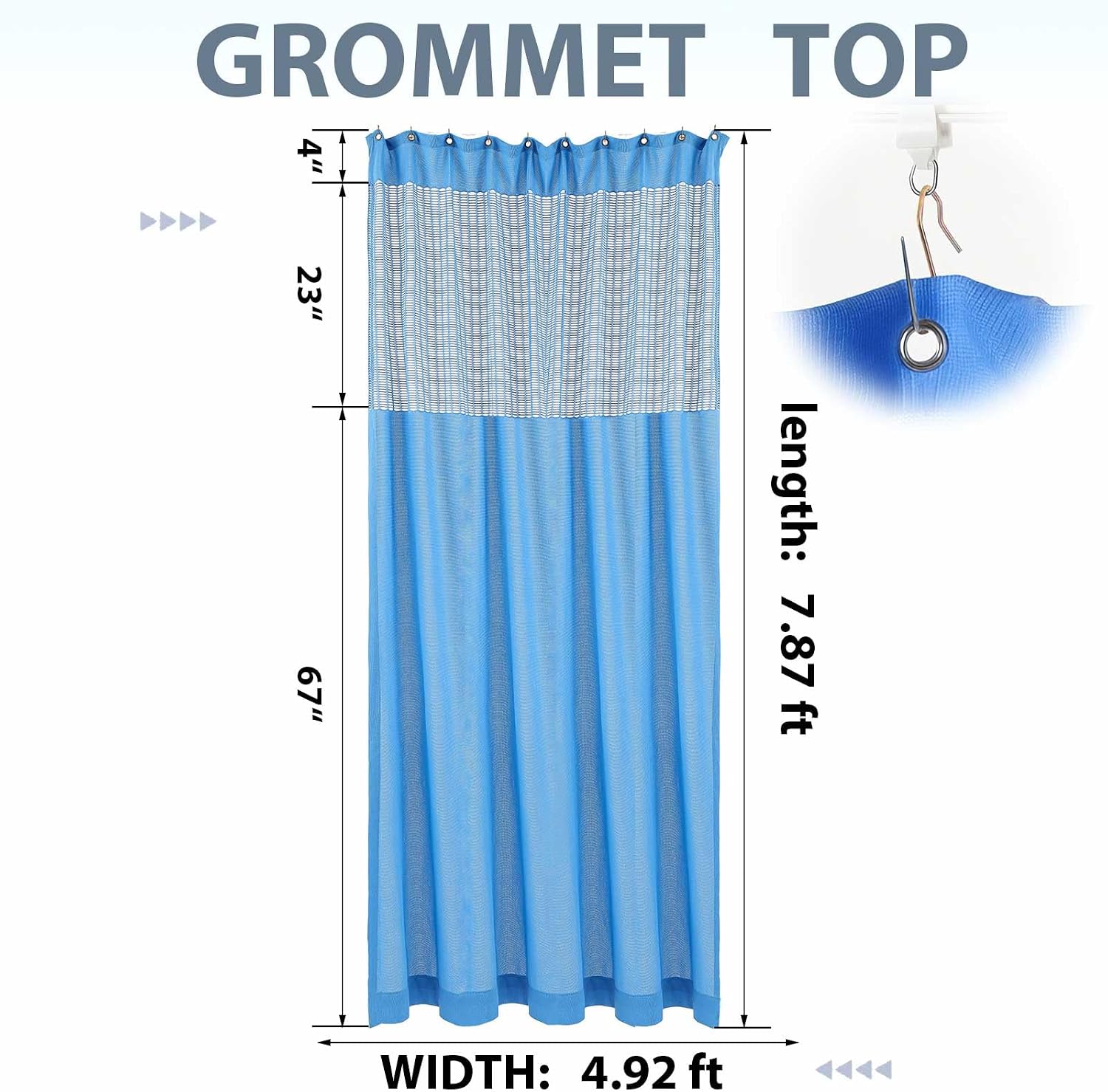 60" W X 96" L/5x8FT Inherent Flame Retardant Hospital Curtain Room Divider, Grommet Flame Resistant Cubicle Curtains Medical Privacy Curtain for Hospital, Medical Clinic, Lab, School, Blue
