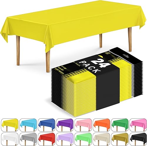 Miniatura 1 de DecorRack Paquete de 24 manteles rectangulares, de plástico sin BPA, 54 x 108 pulgadas, manteles para mesa de comedor, fiestas, pícnic, campamento y