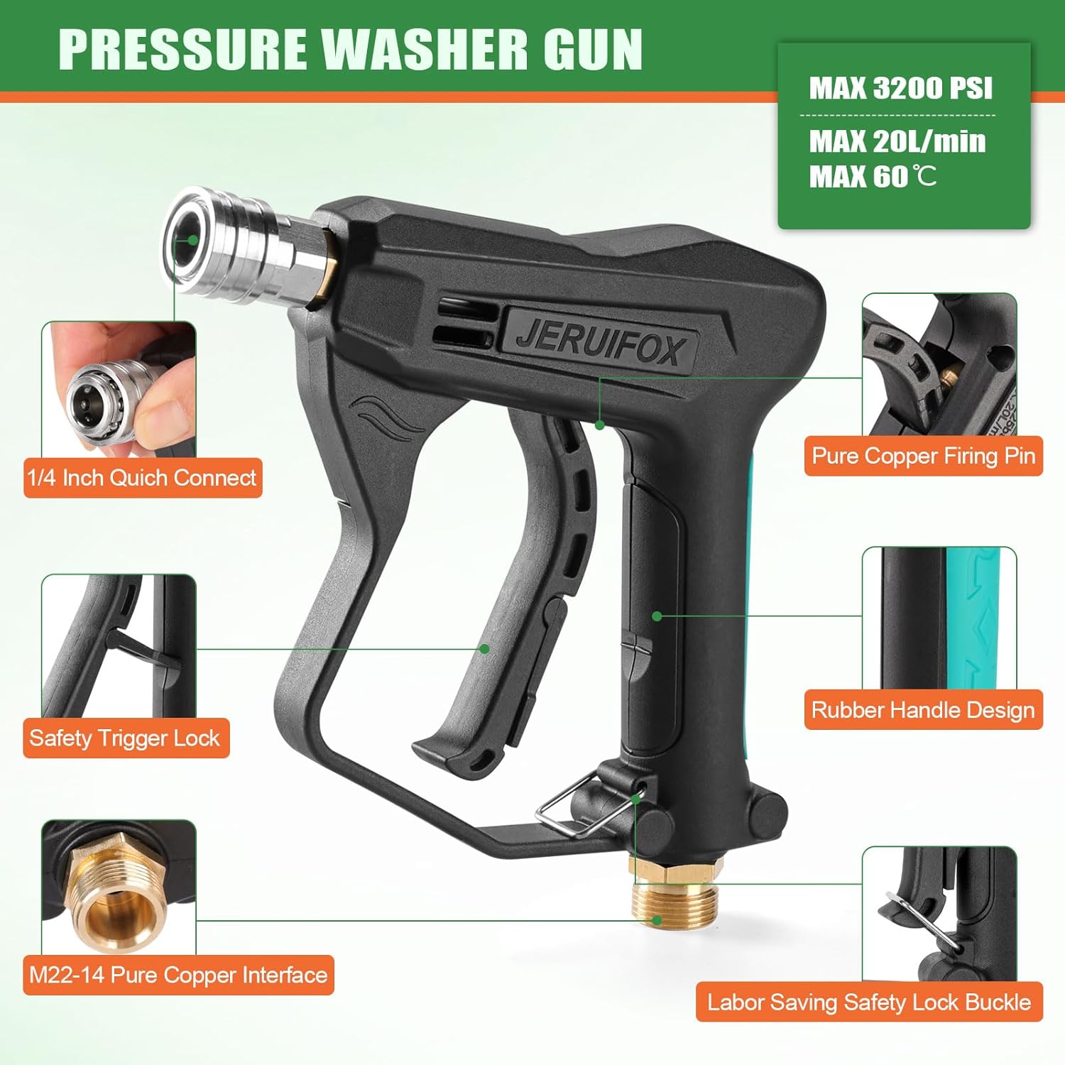 Foam Cannon for Pressure Washer, Pressure Washer Gun with Foam Cannon and 5 Power Washer Sprayer Nozzles Tips for Car Wash Kit Power Washer Gun Foam Soap Cannon for Car Snow Foam Lance