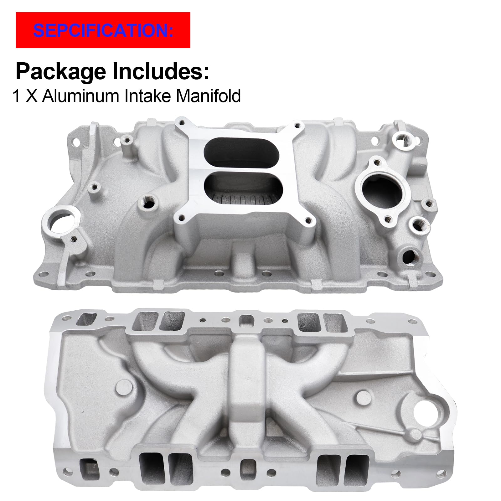 Collettore di aspirazione ad alto aumento a doppio piano in alluminio per motore SMMS per Bu-ick, Cadillac, Chevrolet, Ch-evy, GMC/SBC V8 305 327 350 400, 1957-1986