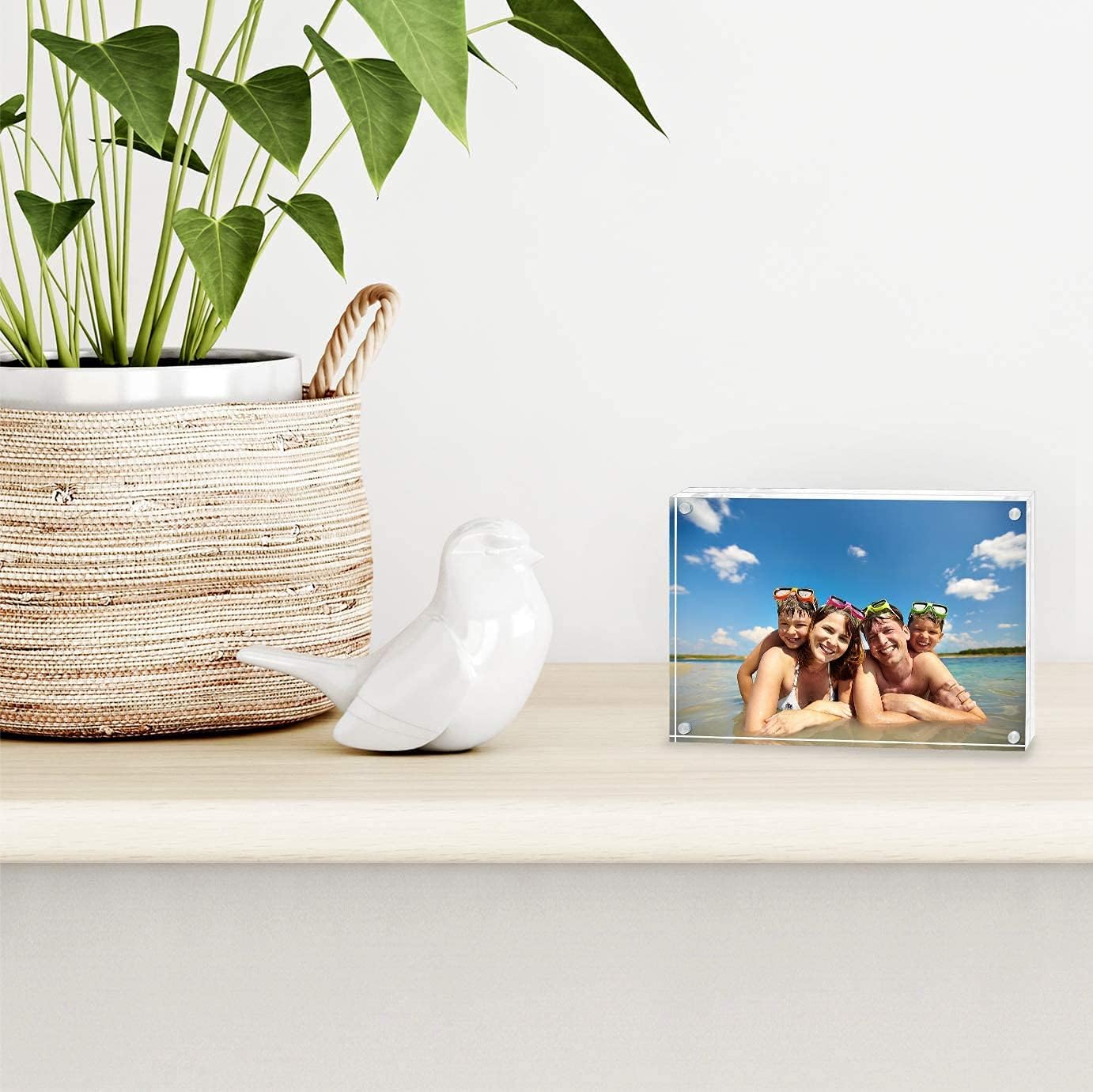 Americanflat 8x8 Acrylic Picture Frame - Double Sided Frames with Magnetic Corners - Transparent Acrylic Frames for Desk or Tabletop Display - 8x8 Picture Frame with Microfiber Cloth Included