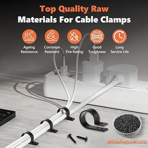 Miniatura 3 de Abrazaderas para cable, 292 clips de cable para organizador de cables de gestión, 6 tamaños - 316 pulgadas 14 pulgadas 38 pulgadas 12 pulgadas 34