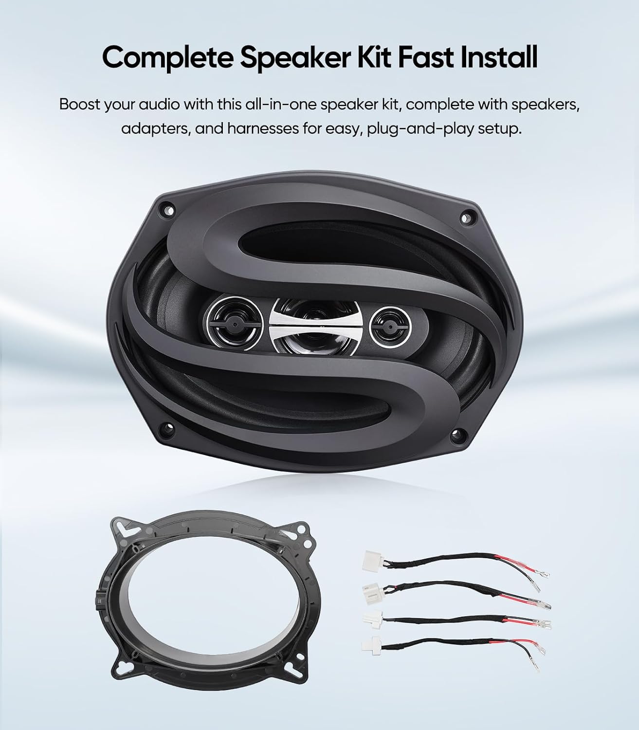 6x9 4-Way Car Audio Door Speakers (Pair) for Toyota Tacoma/Camry/RAV4/Prius,350 Watts max Power,with Adapters and Harness,Full Range,Coaxial,Enhanced Sound,Car Audio Speaker Upgrade kit