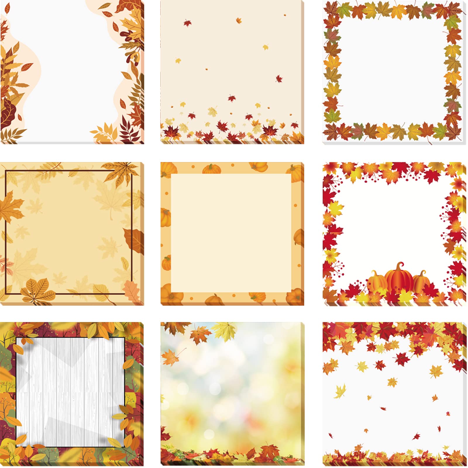 Amazon.com : 9 Pieces Fall Sticky Notes 3x3 Inch Cute Fall Pumpkin ...