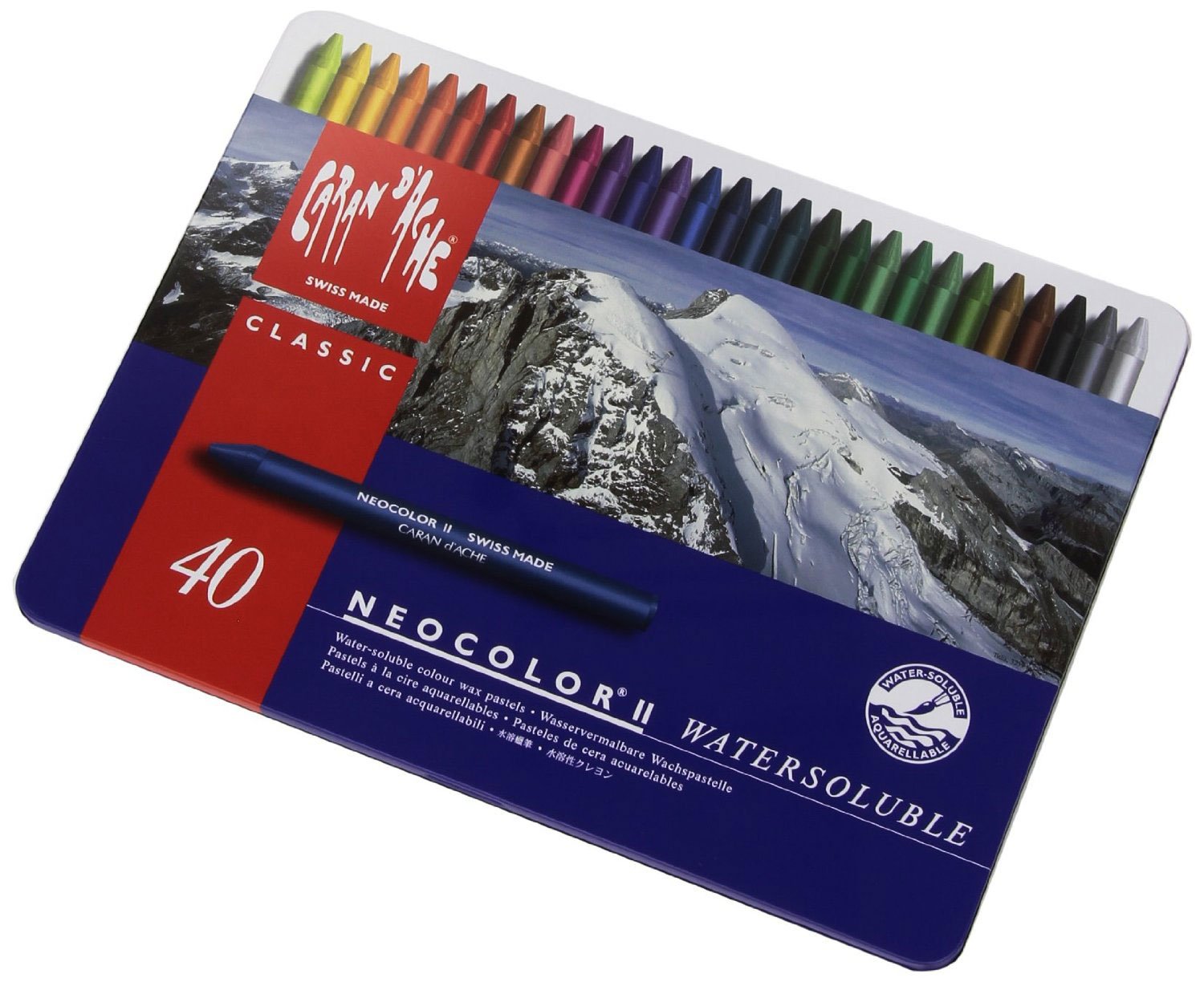 Caran D'Ache Neocolor II Watersoluble Wax Pastel Tins Tin of 40